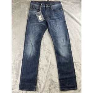 G-Star Raw Men 3301 Straight Button Fly Blue Denim Jeans‎ Size 30x34
